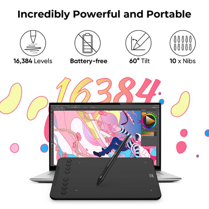 XPPen Updated Deco 01 V3 Drawing Tablet-16384 Levels of Pressure Battery-Free Stylus, 10x6 Inch OSU Graphic Tablet, 8 Hotkeys for Digital Art, Teaching, Gaming Drawing Pad for Chrome, PC, Mac, Android