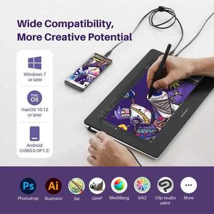 GAOMON PD1161 Drawing Tablet with Screen, Digital Art Tablet with Battery-Free Stylus, Tilt, 8 Shortcut Keys for Paint, Design, Illustration, Editing, 11.6-inch Graphics Tablet for Mac, Windows PC
