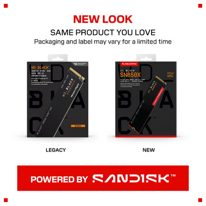 WD_BLACK SN850X 1TB NVMe SSD - M.2 2280, Up to 7,300 MB/s Read speeds, Up to 6,300 MB/s write speeds, Gaming Expansion, High Performance Internal Solid State Drive - WDS100T2X0E