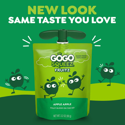 GoGo squeeZ No Sugar Added Applesauce and Fruit Puree Variety Pack, Apple, Mango & Banana, 3.2 oz Pouches (Pack of 20), Fruit Snacks for Kids, Gluten Free, Nut Free, Recloseable Cap, BPA Free