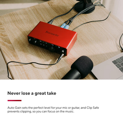 Focusrite Scarlett Solo 4th Gen USB Audio Interface, for the Guitarist, Vocalist, or Producer — High-Fidelity, Studio Quality Recording, and All the Software You Need to Record