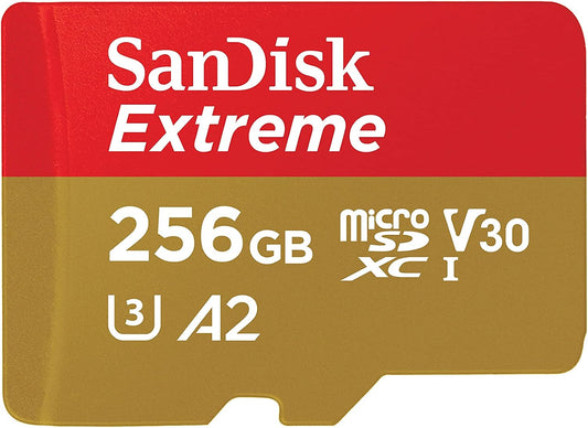 SANDISK 256GB Extreme microSD Card + Adapter, Up to 190MB/s Read Speeds