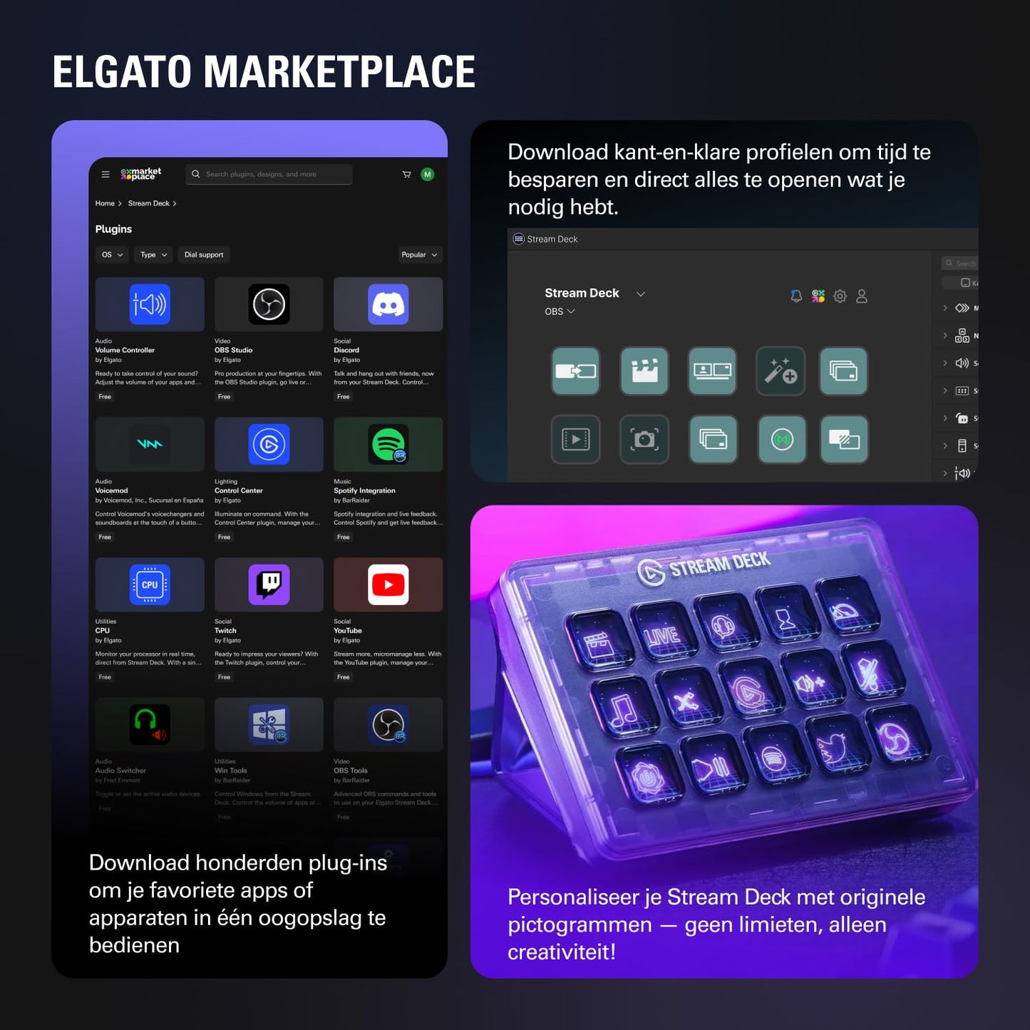 Elgato Stream Deck MK.2 – Studio Controller, 15 macro keys, trigger actions in apps and software like OBS, Twitch, YouTube and more, USB, works with Mac and PC