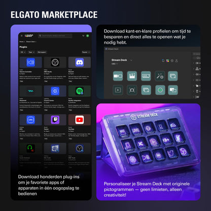 Elgato Stream Deck MK.2 – Studio Controller, 15 macro keys, trigger actions in apps and software like OBS, Twitch, YouTube and more, USB, works with Mac and PC