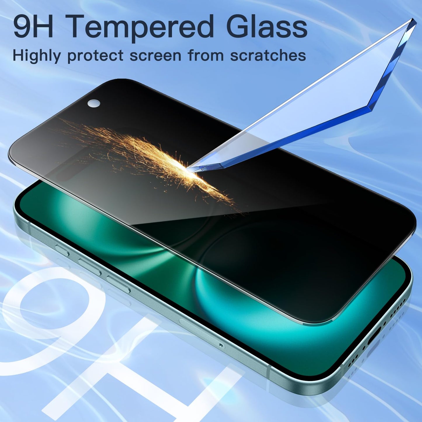 JETech Privacy Screen Protector for iPhone 15 6.1-Inch, Anti-Spy Tempered Glass Film with Easy Installation Tool, 2-Pack