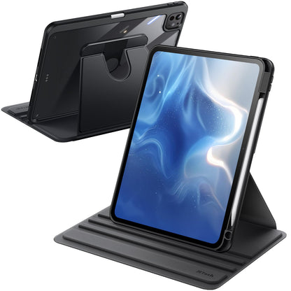 JETech Rotating Case for iPad mini (A17 Pro, 2024 Model, 7th Generation) / mini 6 (2021 Model, 6th Generation) with Pencil Holder, 360 Degree Rotation Protective Stand Cover Clear Back (Purple)