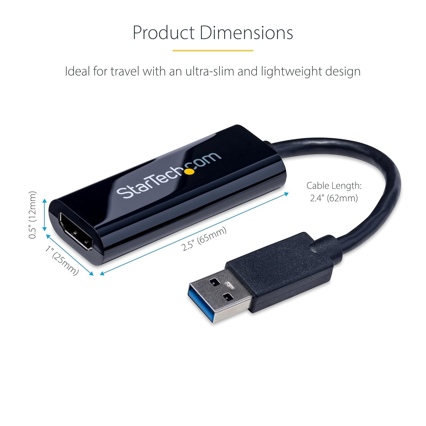 StarTech USB 3.0 to HDMI Adapter, USB-A to HDMI Display Converter, 1080P 60Hz Full HD Video Graphics Adapter, Driver Required, USB Monitor Extender for Windows PC (USB32HDES)