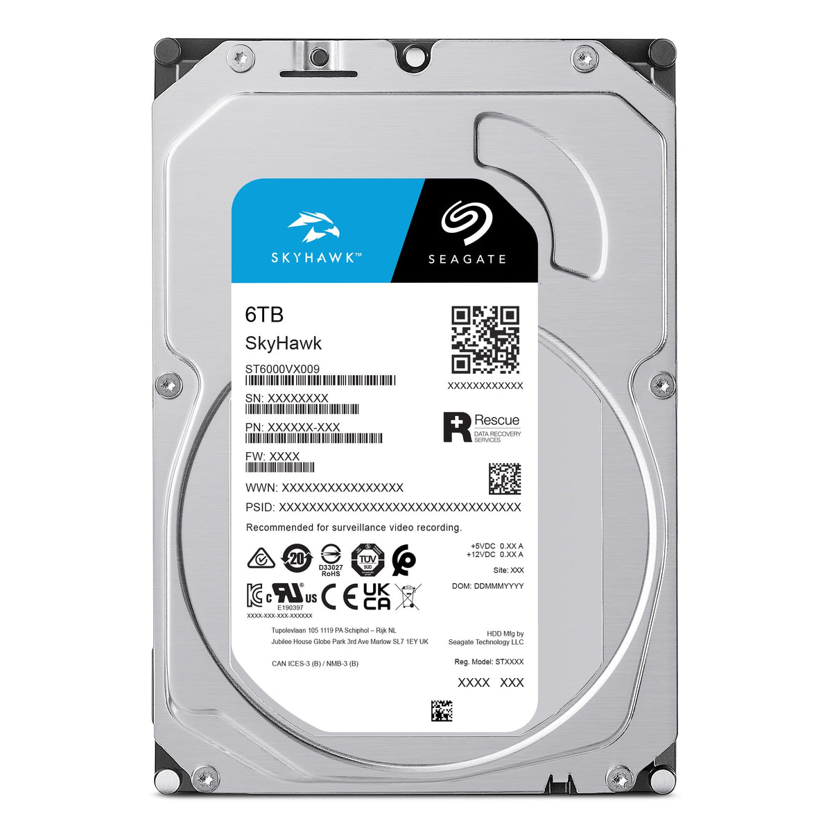 Seagate Skyhawk 4TB Video Internal Hard Drive HDD – 3.5 Inch SATA 6Gb/s 64MB Cache for DVR NVR Security Camera System with Drive Health Management and in-House Rescue Services (ST4000VXZ16/016)
