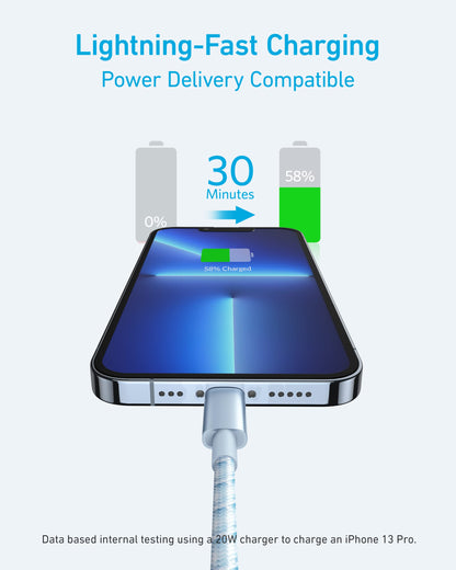 Anker New Nylon USB C to Lightning Cable, Apple MFi Certified for iPhone 14 Series, and More (6FT, Black)