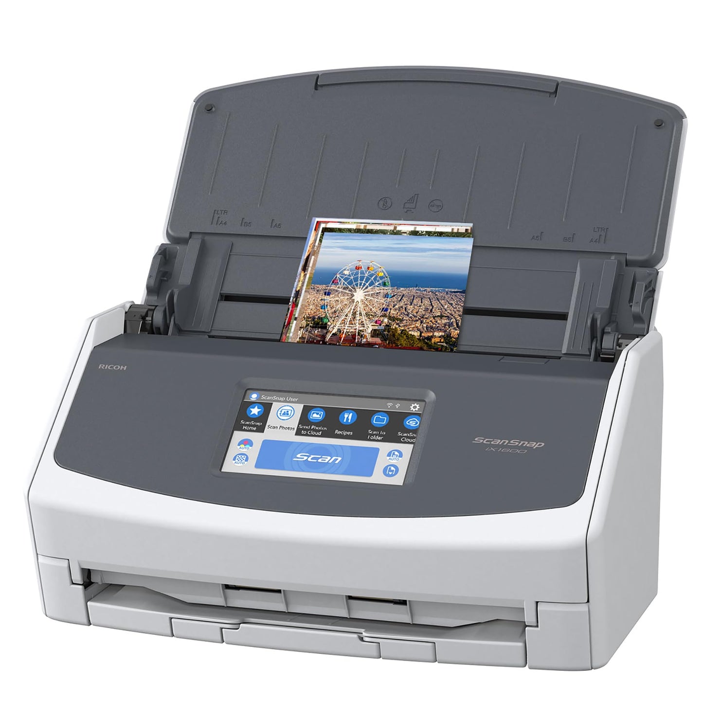 ScanSnap iX1600 Wireless or USB High-Speed Cloud Enabled Document, Photo & Receipt Scanner with Large Touchscreen and Auto Document Feeder for Mac or PC, 17 watts, Black