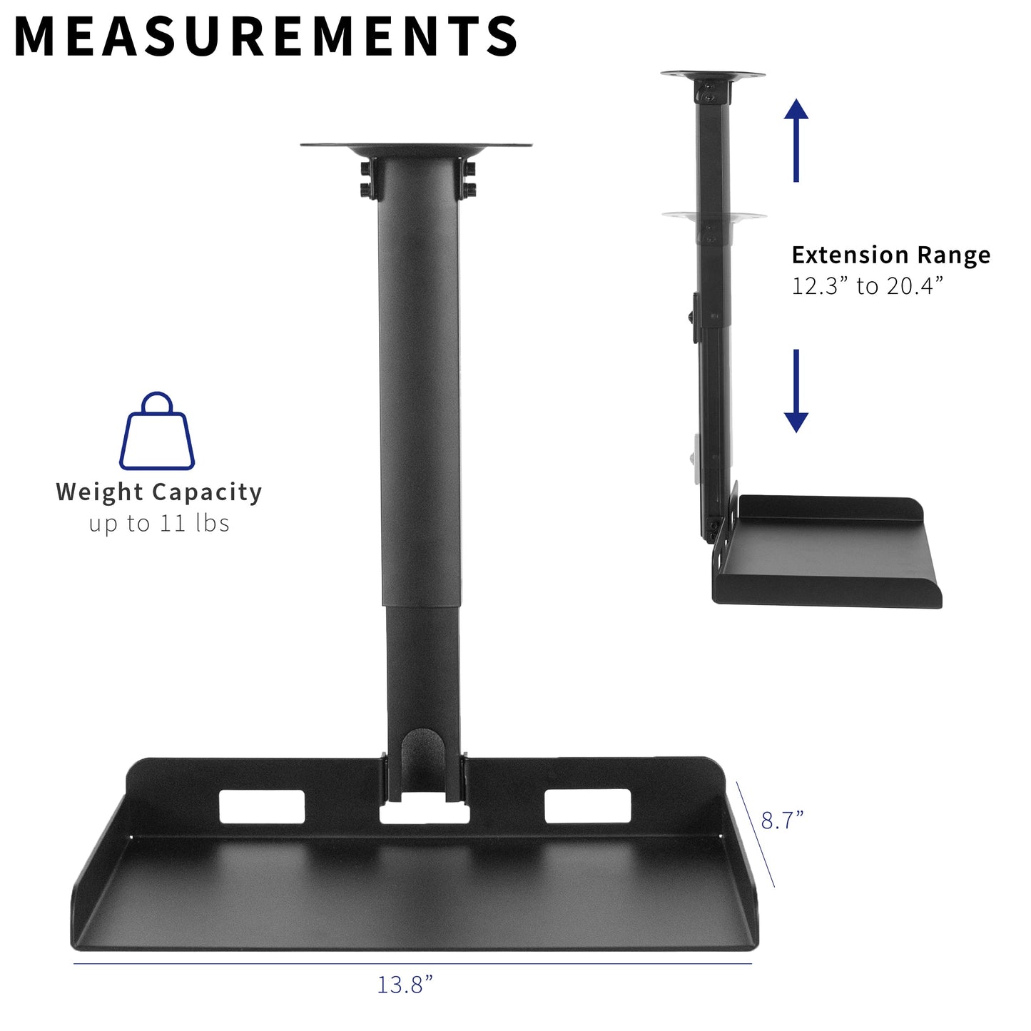 VIVO Universal Extending Ceiling Projector Mount, Height Adjustable Projection, White, MOUNT-VP02W