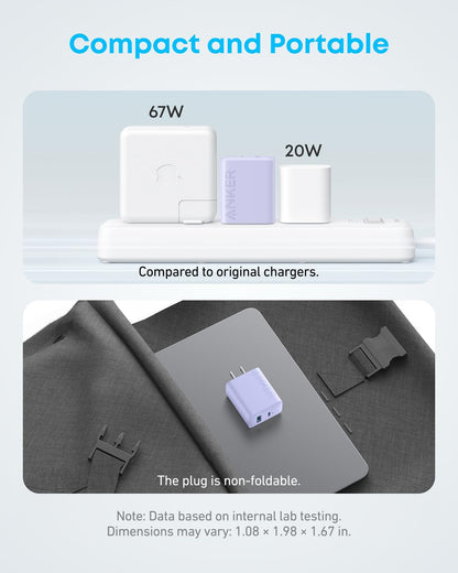Anker iPhone 17/16 Charger, 2-Pack 20W Fast USB C Charger Block, for iPhone 16/16 Pro Max/15 Series/iPad Pro and More (Black, 2 Pack & 2 Cable)