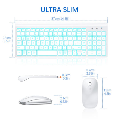 TopMate Wireless Keyboard and Mouse Ultra Slim Combo, 2.4G Silent Compact USB 2400DPI Mouse and Scissor Switch Keyboard Set with Cover, Batteries Included, for PC/Laptop/Windows/Mac - White