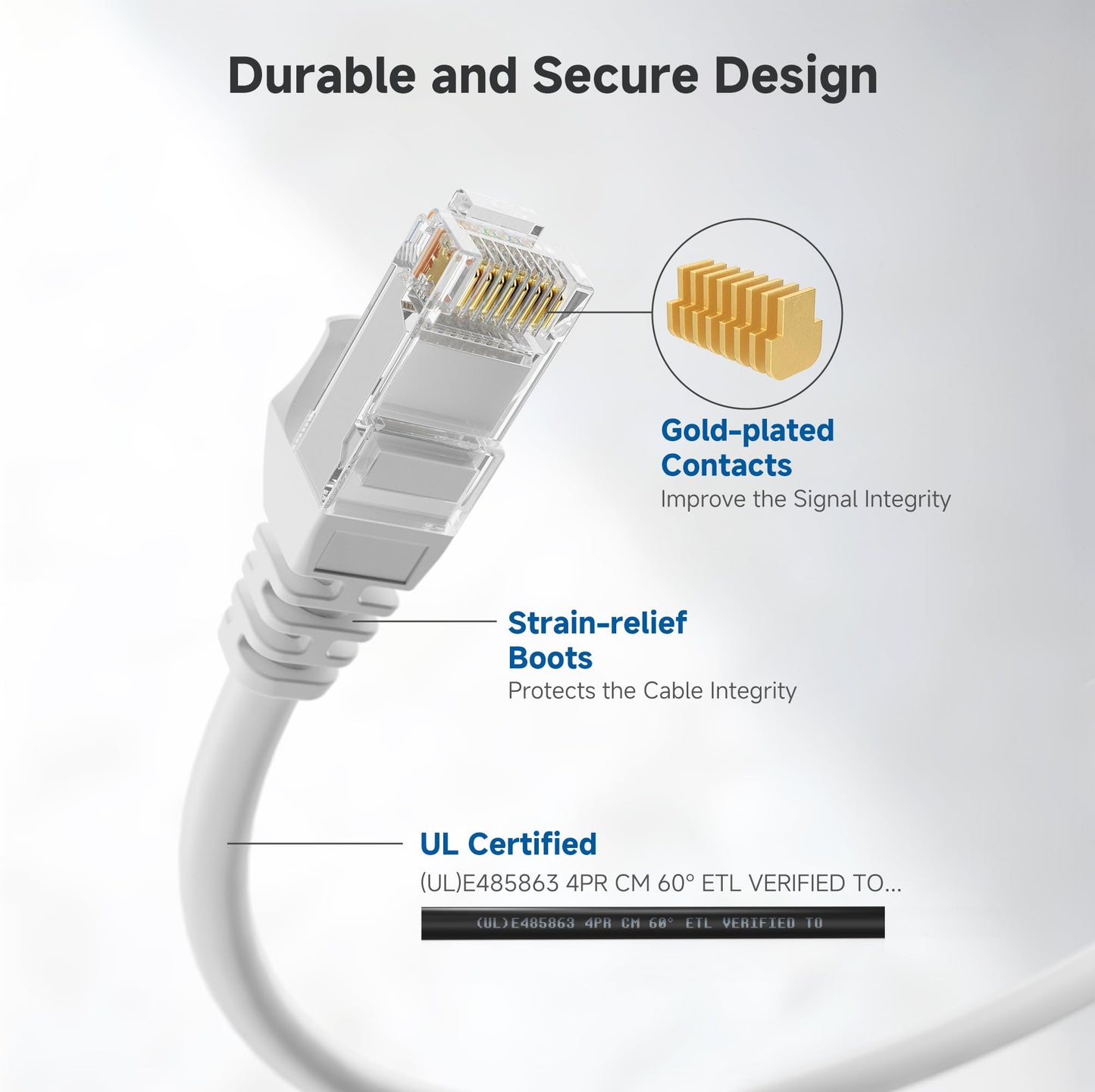 Cable Matters 10Gbps 5-Pack Snagless Short Cat 6 Ethernet Cable - 3ft, Cat 6 Cable, Cat6 Cord, Ethernet Cord, Black