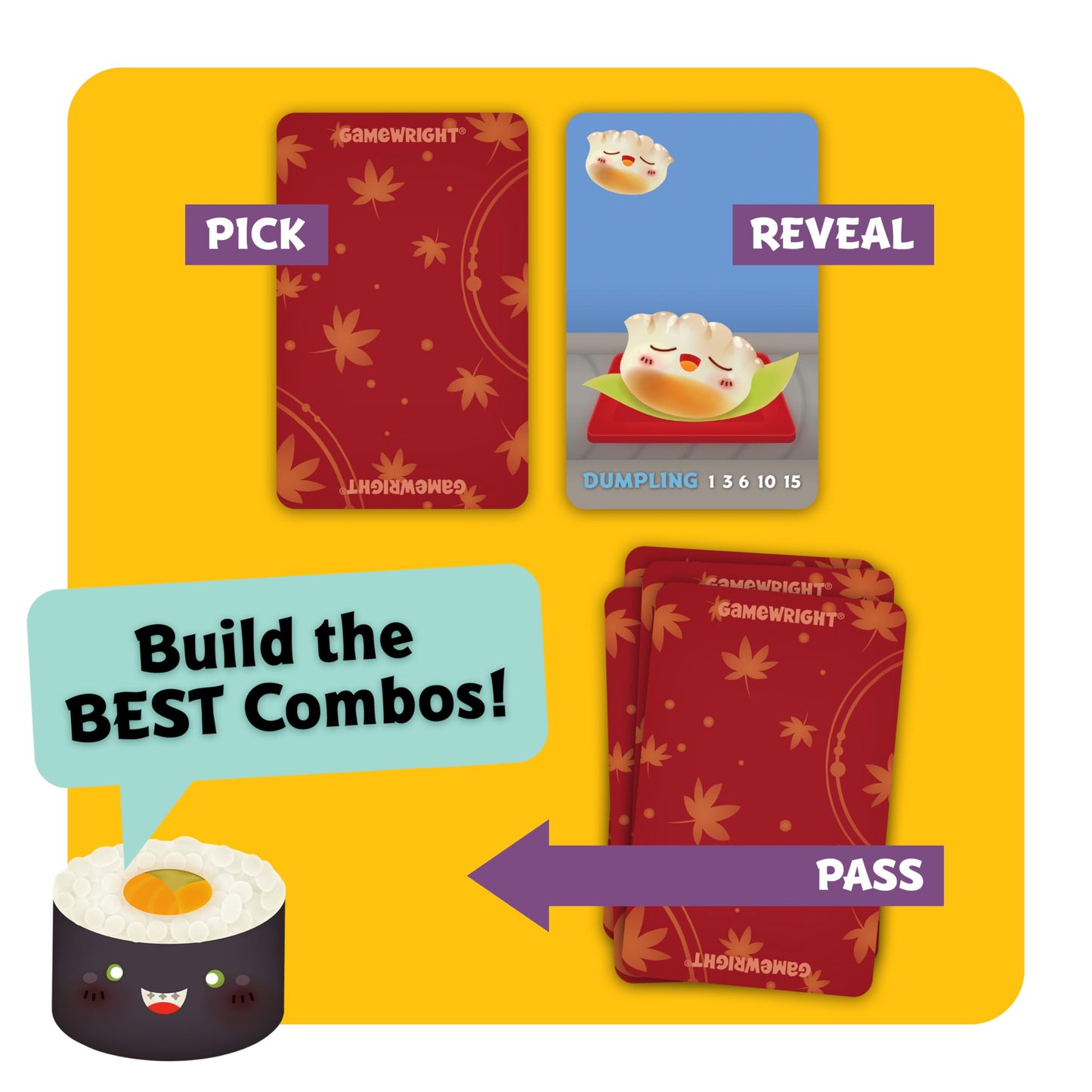 Sushi Go - The Pick and Pass family Card Game from Gamewright, great for 2-5 players aged 8 and up