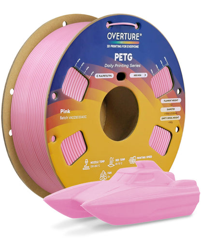 OVERTURE PETG 3D Printer Filament 1.75mm, Neatly Wound Durable PETG 1kg Spool (2.2lbs), Strong Toughness Filament, Dimensional Accuracy +/- 0.02mm, Fit Most FDM Printers (Black (1-Pack))