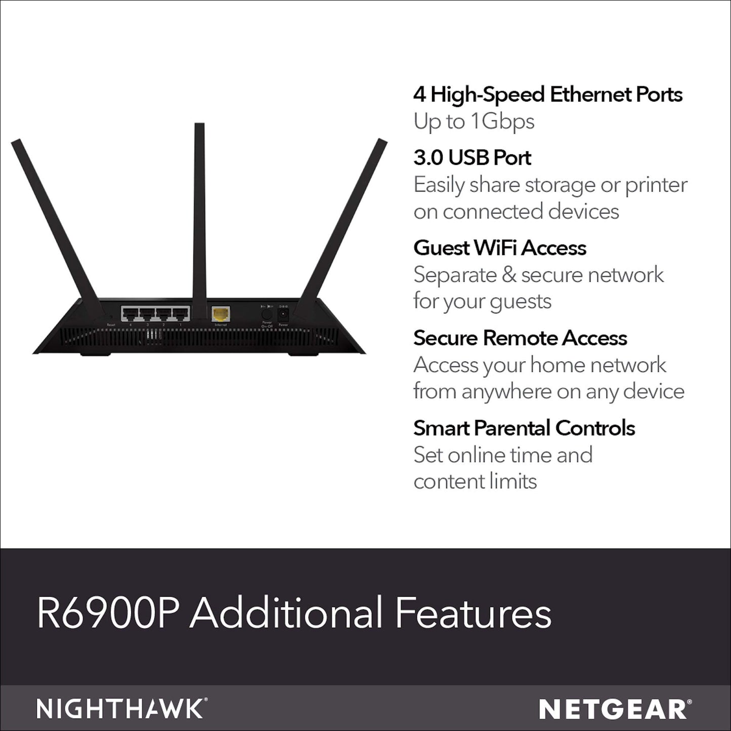 NetGear R7000P-100NAR Nighthawk AC2300 2Band WiFi Router - Certified Refurbished