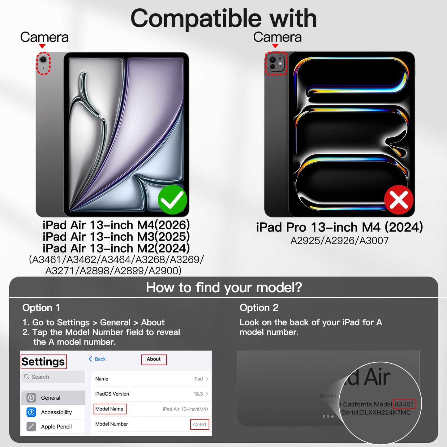 JETech Case for iPad Air 13-Inch M4/M3/M2 (2026/2025/2024) with Pencil Holder, Slim Folio Stand Protective Tablet Cover, Multi-Angle Viewing, Auto Wake/Sleep (Black)