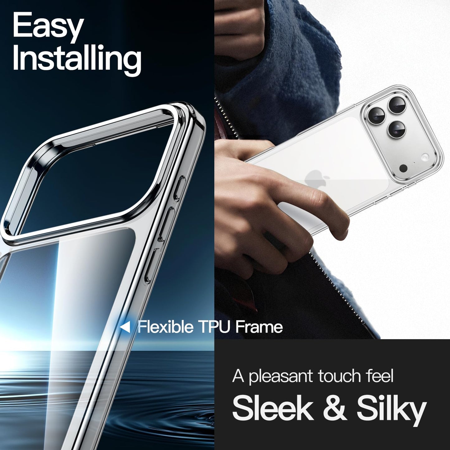 JETech Case for iPhone 17 Pro Max 6.9-Inch, Non-Yellowing Shockproof Phone Bumper Cover, Anti-Scratch Clear Back (Clear)