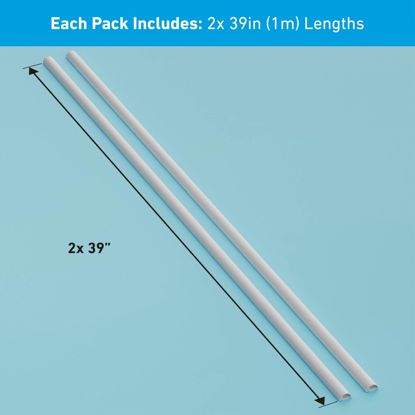D-Line Cable Raceway On-Wall Cord Cover | 1D3015W | Surface Mount Electrical Channel to Hide and Conceal Cords, Cables, and Wires | White, Paintable