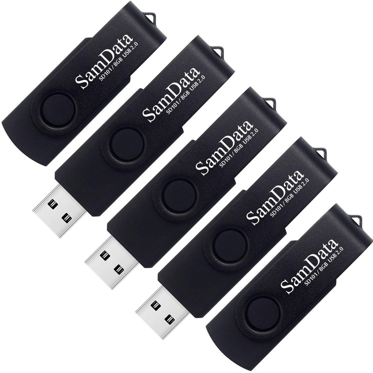 SamData USB Flash Drive 8GB 1 Pack USB 2.0 Thumb Drive Swivel Memory Stick Data Storage Jump Drive Zip Drive Drive with Led Indicator (Black, 8GB-1Pack)