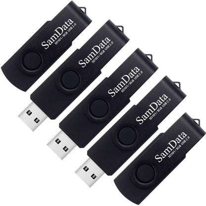 SamData USB Flash Drive 8GB 1 Pack USB 2.0 Thumb Drive Swivel Memory Stick Data Storage Jump Drive Zip Drive Drive with Led Indicator (Black, 8GB-1Pack)
