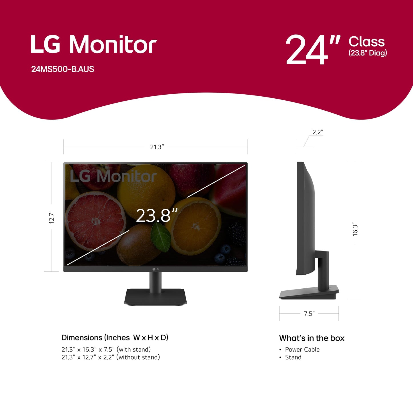 LG 27MP400-B 27” Full HD (FHD) (1920 x 1080) IPS Display with 3-Side Virtually Borderless Design & Mountable Monitor, 75hz, AMD FreeSync and OnScreen Control – Black