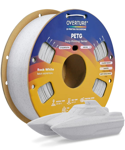 OVERTURE PETG 3D Printer Filament 1.75mm, Neatly Wound Durable PETG 1kg Spool (2.2lbs), Strong Toughness Filament, Dimensional Accuracy +/- 0.02mm, Fit Most FDM Printers (Black (1-Pack))