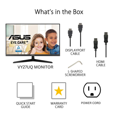 ASUS 27 Inch Desktop Monitor - Full HD (1920 x 1080), IPS, 75Hz, Adaptive-Sync, HDMI, D-Sub, Frameless - VA27EHE