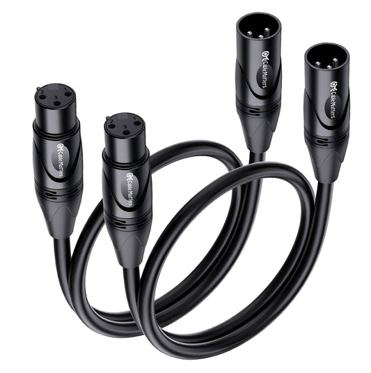 Cable Matters 2-Pack Premium XLR to XLR Cables - 6ft, Male to Female Microphone Cable, Oxygen-Free Copper (OFC) Mic Cord, Black