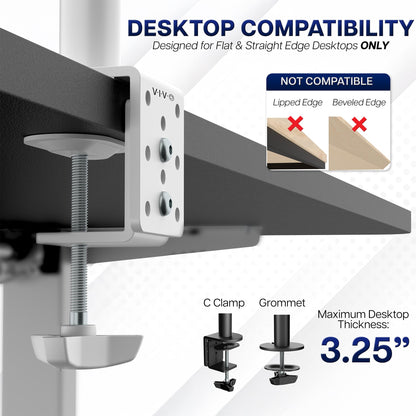VIVO Dual Monitor Desk Mount, Holds 2 Computer Screens up to 30 inches and 22lbs Each, Heavy Duty Fully Adjustable Steel Stand with C-Clamp and Grommet, Black, STAND-V002