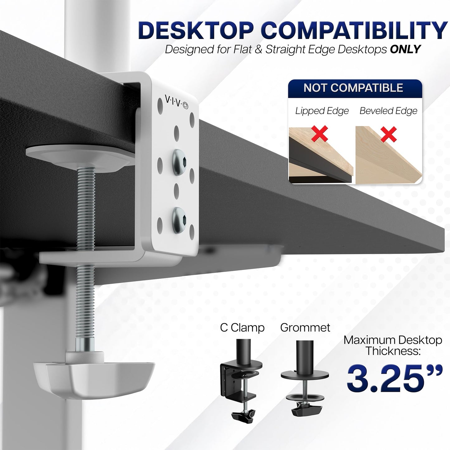 VIVO Dual Monitor Desk Mount, Holds 2 Computer Screens up to 30 inches and 22lbs Each, Heavy Duty Fully Adjustable Steel Stand with C-Clamp and Grommet, Black, STAND-V002