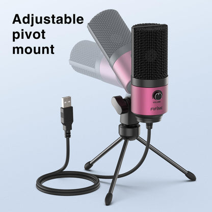 FIFINE USB Microphone, Metal Condenser Recording Microphone for MAC OS, Windows, Cardioid Laptop Mic for Recording Vocals, Voice Overs, Streaming, Meeting and YouTube Videos-K669B