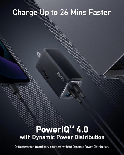 Anker 737 GaNPrime, 120W USB C Charger, PPS 3-Port Fast Compact Foldable Wall Charger for MacBook Pro/Air, iPad Pro, iPhone 16/Pro, Galaxy S22/S21, Dell XPS 13, Note 20/10+, and More Devices