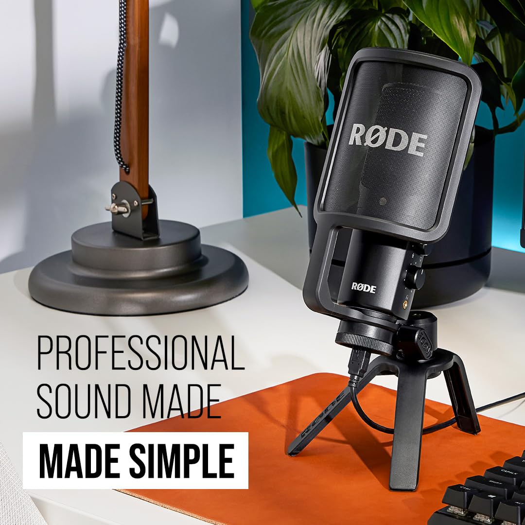 RØDE NT-USB Mini Versatile Studio-quality Condenser USB Microphone with Free Software for Podcasting, Streaming, Gaming, Music Production, Vocal and Instrument Recording,Black