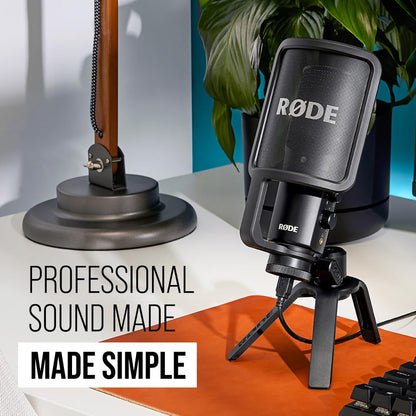 RØDE NT-USB Mini Versatile Studio-quality Condenser USB Microphone with Free Software for Podcasting, Streaming, Gaming, Music Production, Vocal and Instrument Recording,Black