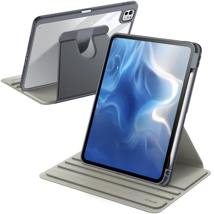 JETech Rotating Case for iPad mini (A17 Pro, 2024 Model, 7th Generation) / mini 6 (2021 Model, 6th Generation) with Pencil Holder, 360 Degree Rotation Protective Stand Cover Clear Back (Purple)