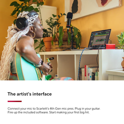 Focusrite Scarlett Solo 4th Gen USB Audio Interface, for the Guitarist, Vocalist, or Producer — High-Fidelity, Studio Quality Recording, and All the Software You Need to Record