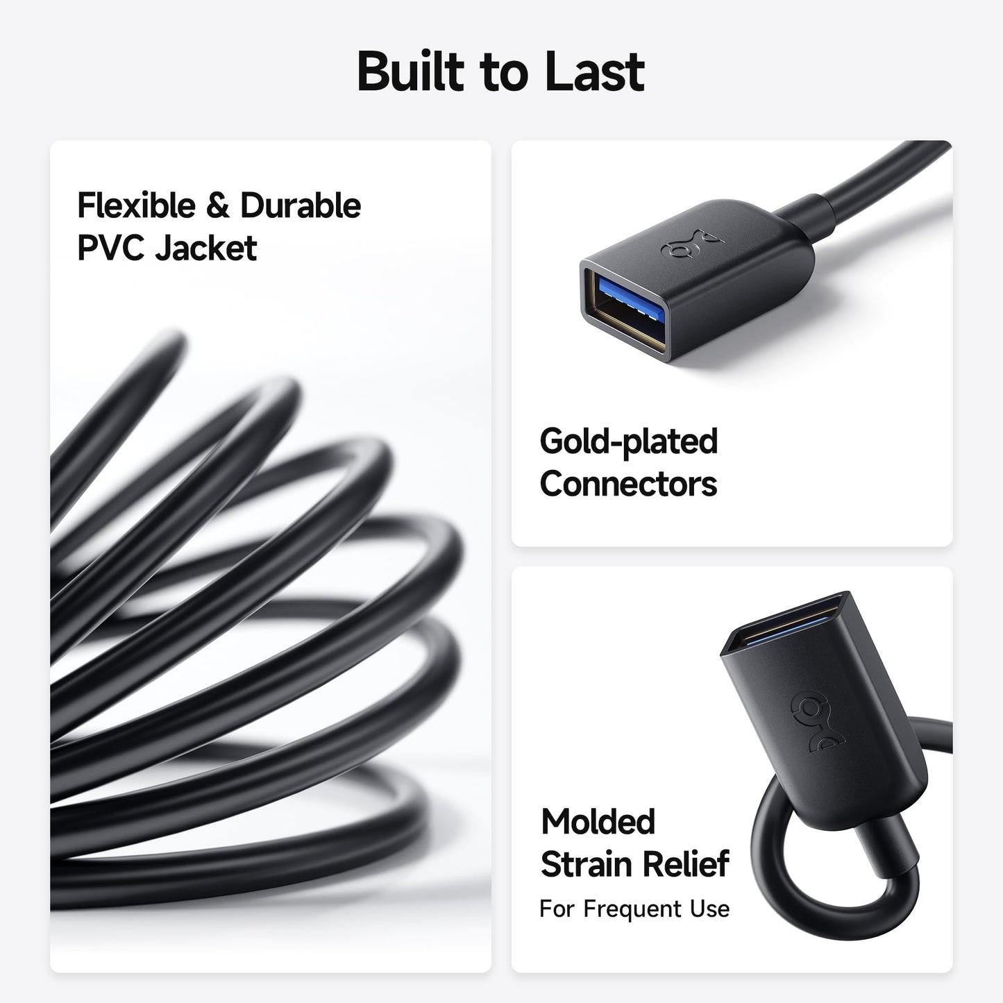 Cable Matters 5Gbps Long USB Extension Cable - 10ft, USB 3.0 Extension Cable, Male to Female USB3.0 Extender, Compatible with Webcam, VR Headset, Printer, Hard Drive, Black