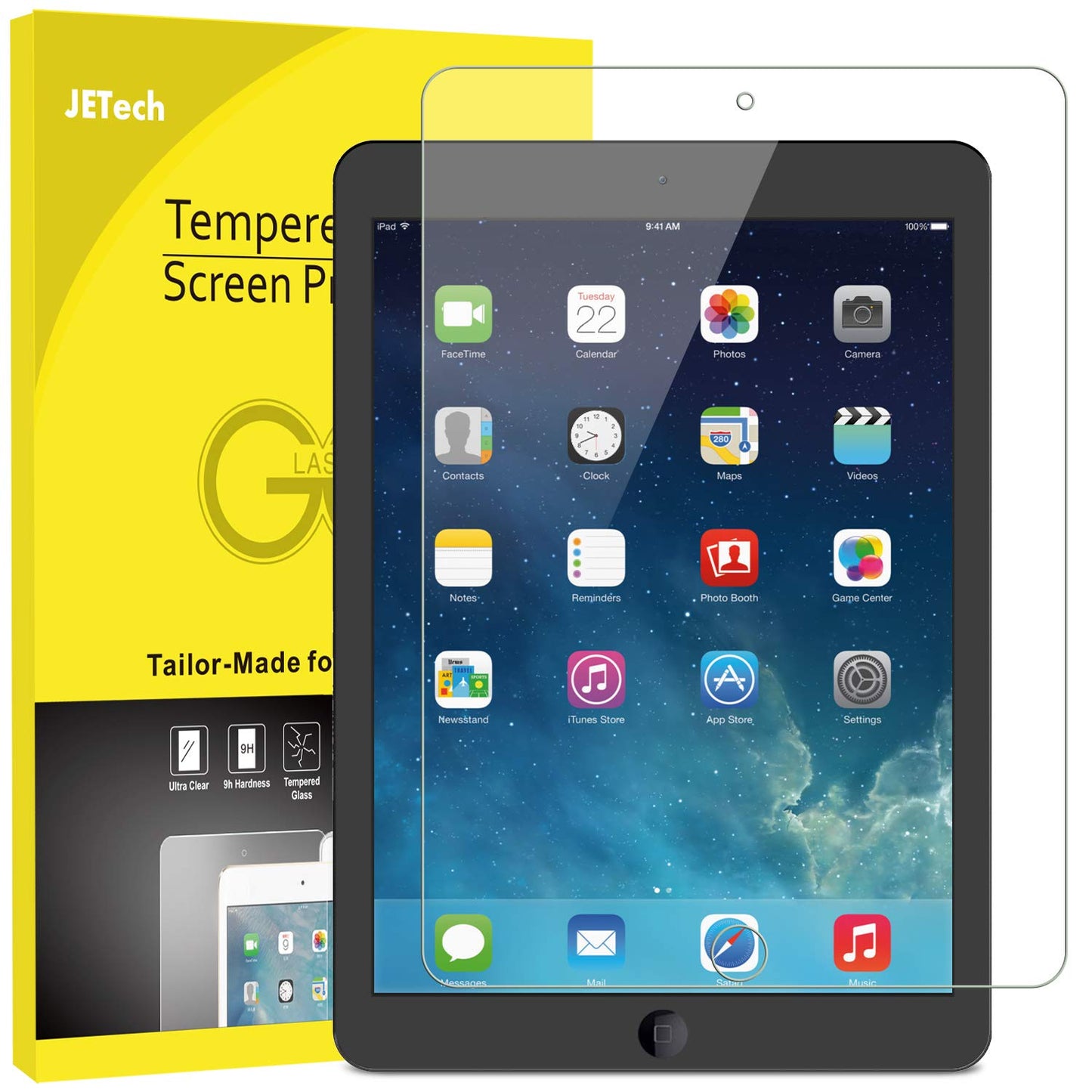 JETech Screen Protector for iPad (10.2-Inch, 2021/2020/2019 Model, 9/8/7 Generation), Tempered Glass Film, 1-Pack