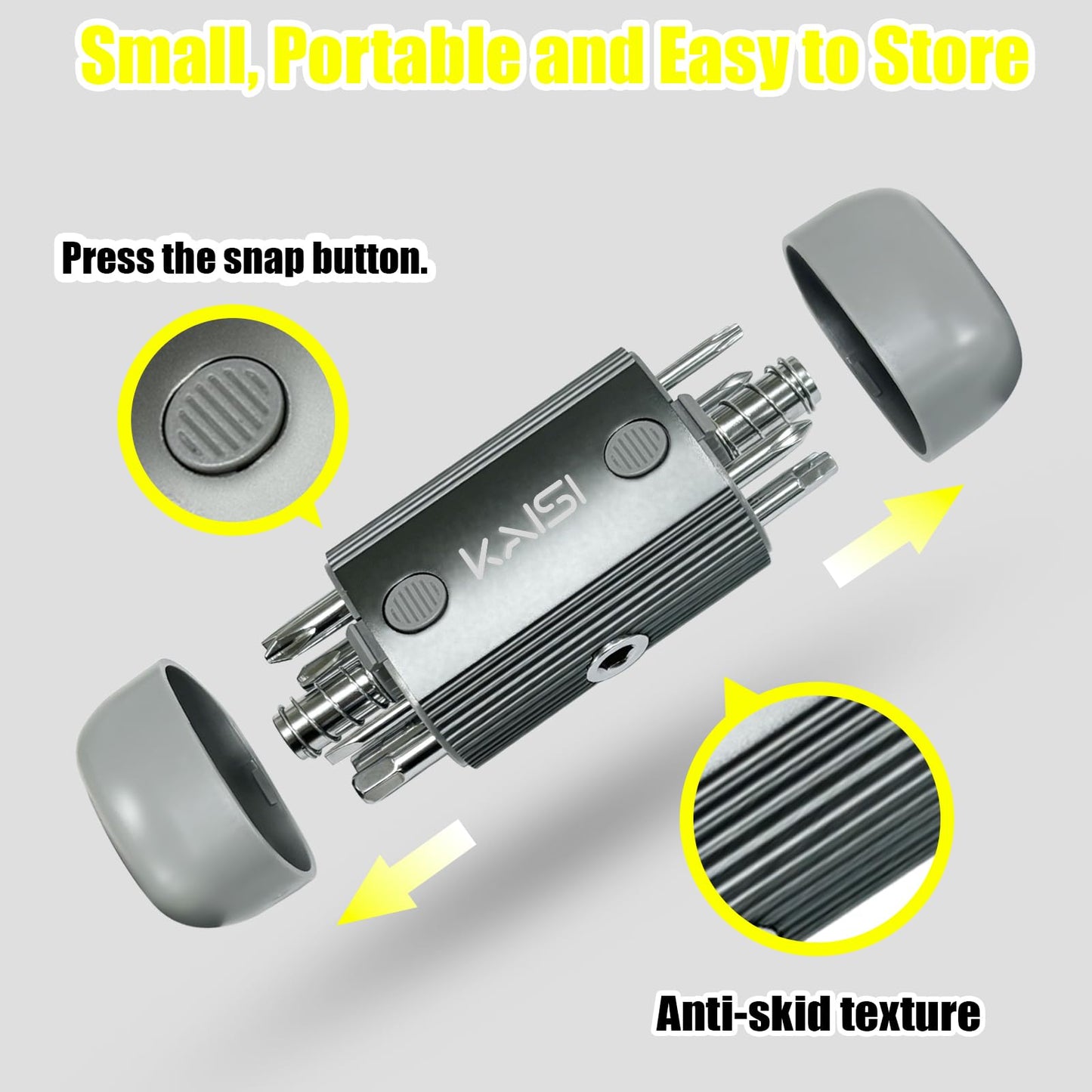 Kaisi Screwdriver Set 12-in-1 Portable Multi Bit Screwdriver All in One Screw Driver with Phillips,Flat Head,Torx Security,Hex and 1/4 Nut Driver for Outdoor and Daily Repair Tools