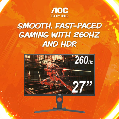AOC Q32G11ZNE 32" Frameless Gaming Monitor QHD 2560 x 1440, 240Hz, 0.5ms Response time, HDR Ready, Console Gaming Ready, 3-Year Zero Dead Pixel Guarantee, Black