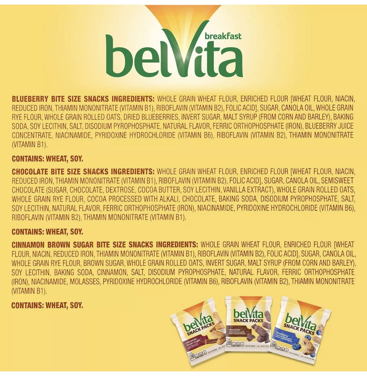 BelVita Breakfast Biscuits Variety Packs | 3 Natural Flavors - 12 Chocolate belVita Snack Packs, 12 Cinnamon Brown Snack Packs, and 12 Blueberry Snack Packs | Sameday Shippers Offers Free SameDay Shippers Branded Bag Clip