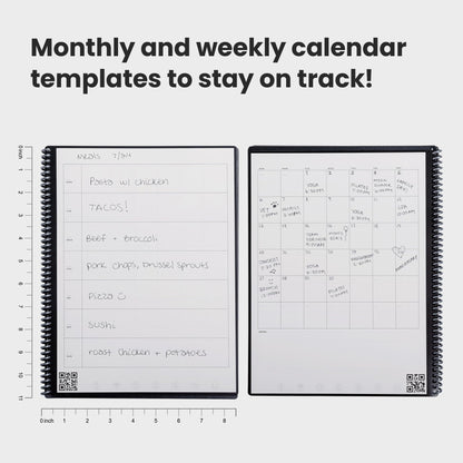 Rocketbook Fusion Hybrid Reusable Planner and Notebook in One, Additional Blank Pages, Goal and Project Tracker, Undated Planner, Letter Size 8.5x11, Black (Pack of 1)
