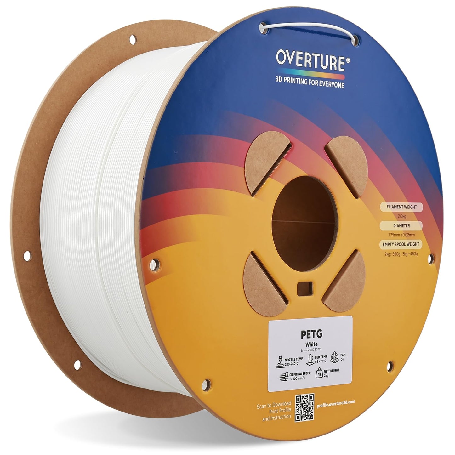 OVERTURE PETG 3D Printer Filament 1.75mm, Neatly Wound Durable PETG 1kg Spool (2.2lbs), Strong Toughness Filament, Dimensional Accuracy +/- 0.02mm, Fit Most FDM Printers (Black (1-Pack))
