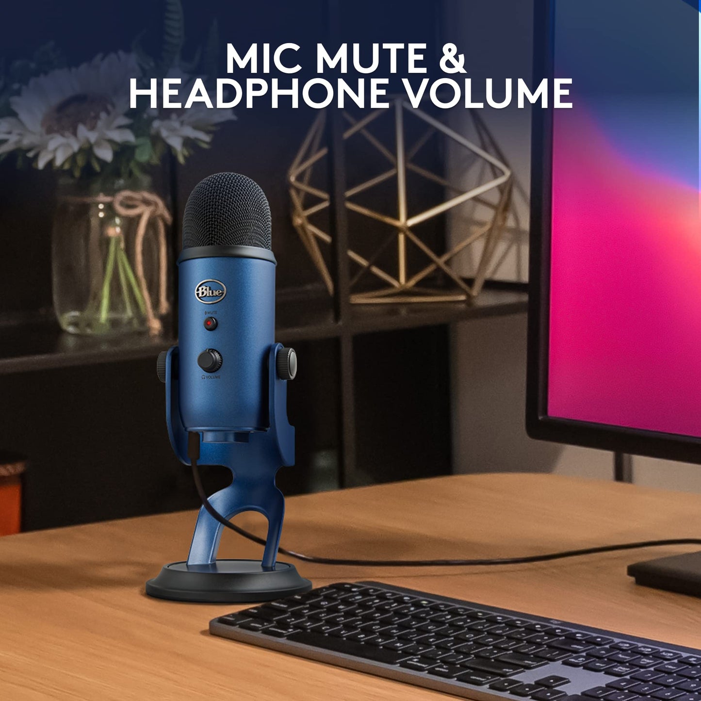 Logitech Creators Blue Yeti USB Microphone for PC, Mac, Gaming, Recording, Streaming, Podcasting, Studio and Computer Condenser Mic with Blue VO!CE effects, 4 Pickup Patterns, Plug and Play - Blackout