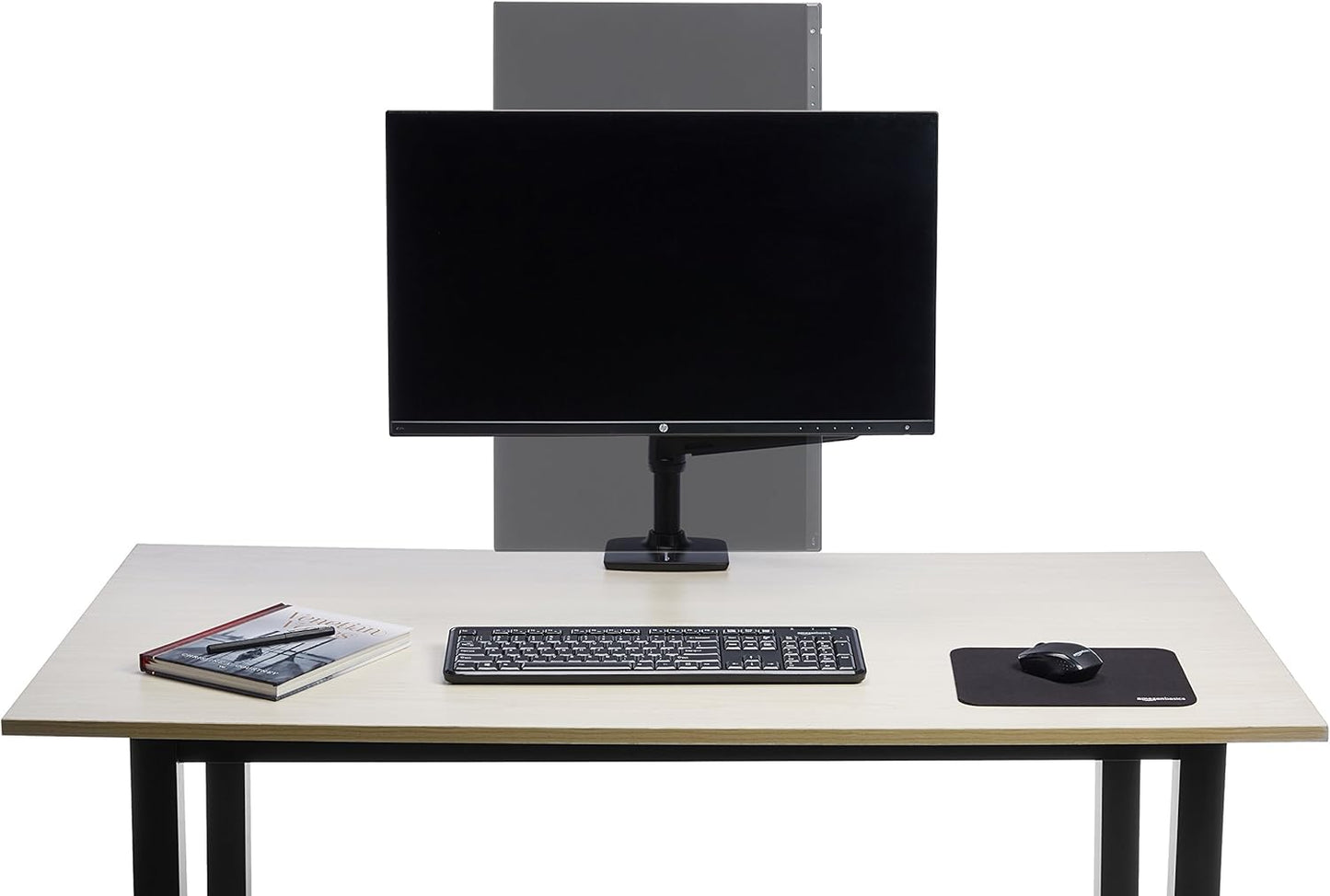 Amazon Basics Single Monitor Stand, Lift Engine Arm Mount, Black