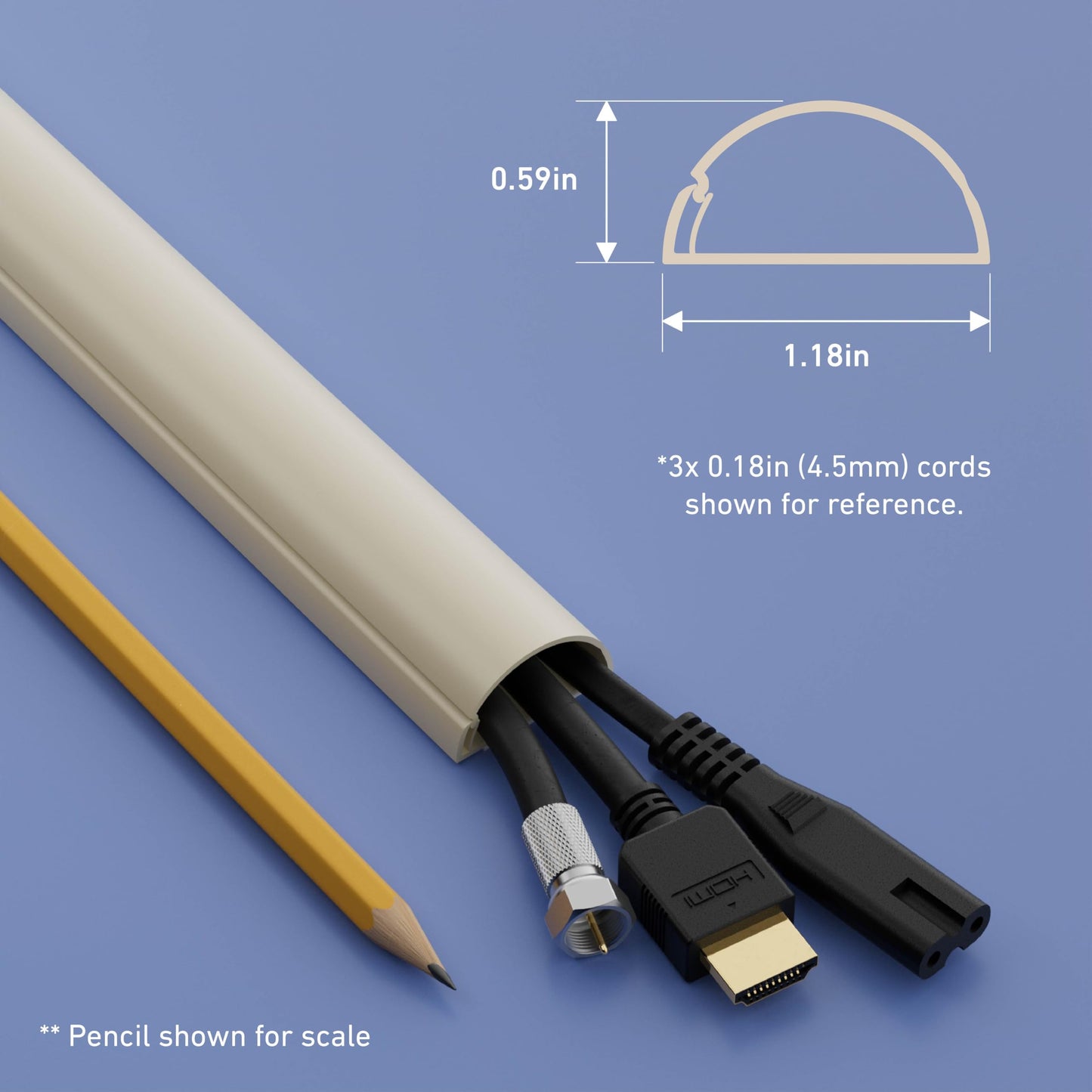 D-Line Cable Raceway On-Wall Cord Cover | 1D3015W | Surface Mount Electrical Channel to Hide and Conceal Cords, Cables, and Wires | White, Paintable