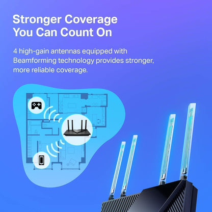 TP-Link WiFi 6 Router AX1800 Smart WiFi Router (Archer AX21) Dual Band Gigabit Router, Compatible with Alexa - A Certified for Humans Device (Renewed)