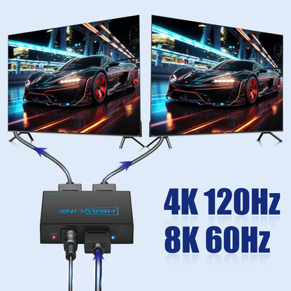 HDMI Splitter 1 in 2 Out 60Hz - HDCP Bypass 2.3, HDR, Dolby/DTS 5.1/7.1 - Compatible with Firestick 4k Max, PS3/PS5 & Elgato HD60s/x/Pro, Apple TV 4K, Retrotink, Roku Stick, NOT for Phone